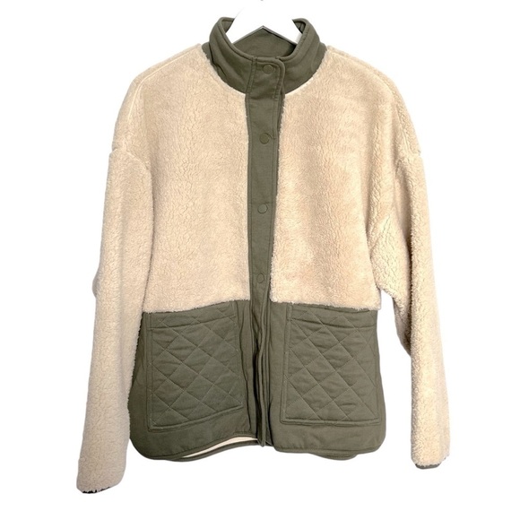 Z Supply Cannon Quilted Sherpa Jacket Dusty Olive Size L NEW - Picture 8 of 16